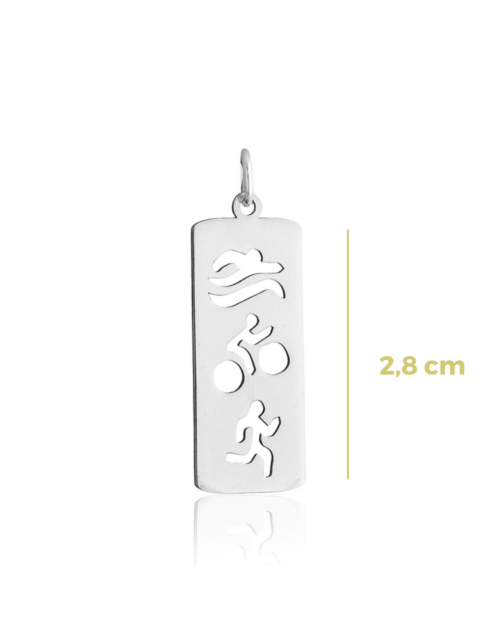 Colar de Prata Placa Triathlon 45 cm – Supere Seus Limites