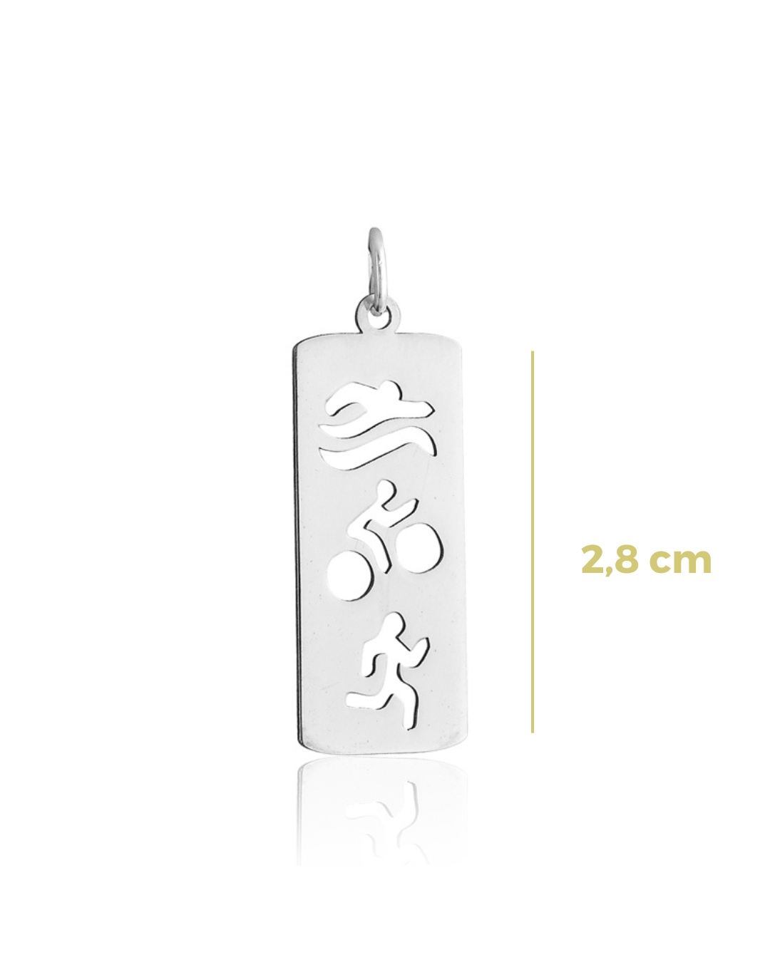 Colar de Prata Placa Triathlon 45 cm – Supere Seus Limites